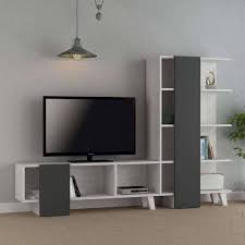 Entertainment wall units living room wall units modern wall units tv cabinets tv unit ikea entertaining contemporary storage. Modern Tv Stand Cabinet With Bookcase In White Grey Oak Colours By Modern Furniture Deals Uk Tv Room Design Tv Stand Designs Living Room Tv Unit Designs