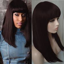 Hey everyone, i decided to straighten my hair again so decided to film it for y'all, i love watching the transformation myself idk why lol. Black Short Bob Natural Straight Hair With Bangs Full Synthetic Wigs For Women Ebay