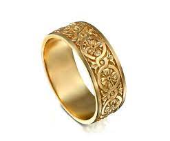 Celtic Knot Wedding Gold Ring 14k Solid Gold Mens Band Wide Floral Gold Ring Art Deco Leafs Engraved Gold Band Celtic Wedding Ring Celtic Wedding Rings Etsy Wedding Rings Gold Rings