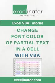 Change Font Color Of Partial Text In A Cell With Vba Excelinator Excel Tutorials Text Cell
