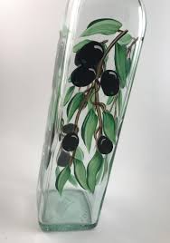 Hand Painted Oil And Vinegar Bottle Olives Bottle For Olive Etsy Hand Painted Wine Bottles Hand Painted Wine Glasses Olive Oil Jar