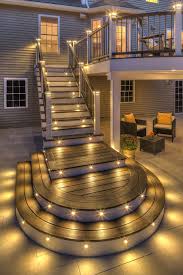Party Long Into The Night With Trex Outdoor Lighting Our Deck Lights And Stair Riser Lights Will Brighten Up Your Ou Dream Home Design Patio Party Dream House