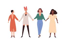 Black And White People Holding Hands Cartoon Women Together In 2020 Cartoon Styles Illustration Hand Illustration