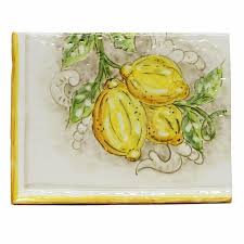 Dreaming of tuscany kitchen backsplash tile mural, this mural shows a vineyard, farmhouses, countryside, cypress trees, old world stone arch window. Artistica Deruta Of Italy Ceramic Backsplash Modular Hand Painted Tuscan Lemon Design Decorative Mural Tile In Yellow Wayfair