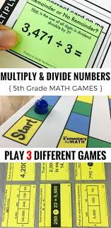 Math games and fun websites. 5th Grade Multiplying And Dividing Games Are A Fun Alternative To Worksheets For Teaching And Reviewing Math Sk Fun Math Centers Math Stations 5th Grade Games