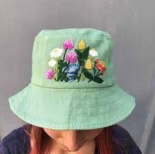 Hand Embroidered Bucket Hat Embroidered Hat Custom Etsy Embroidered Hats Embroidered Bucket Hat Custom Embroidered Hats