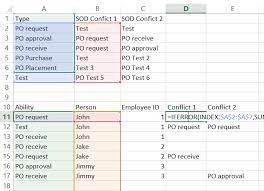 5 free skills matrix templates & samples. Excel Array To Determine Conflicts Of Segregation Of Duties Stack Overflow