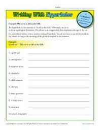 Writing With Hyperboles Hyperbole Worksheets Hyperbole Hyperbole Activities Worksheets