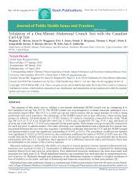 Pdf Validation Of A One Minute Abdominal Crunch Test With