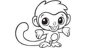 We've got cute colouring pages for kids of all ages including puppies the little cat in this cute autumn colouring picture is obviously enjoying a rainy afternoon! Little Monkey Cute Animal Coloring Page Monkey Coloring Pages Animal Coloring Pages Zoo Animal Coloring Pages