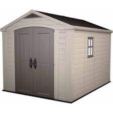 Plastic storage sheds have some distinctive advantages over their wood and metal cousins. Keter Factor 8 X 11 Resin Storage Shed All Weather Plastic Outdoor Storage Beige Taupe Usbigdeals Com Usbigdeals Com