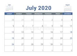 On our website you will not only find a free, printable download for the july 2021 calendar, but also calendars for all months of 2020, 2021, 2022. July 2020 Calendar English Planner Solor Vector Template Week Starts On Sunday Business Planning New Year Calender Clean Stock Vector Illustration Of Wall Simple 157075622