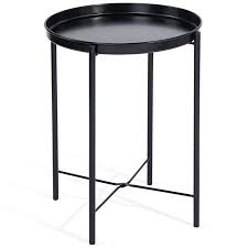 Free delivery and returns on ebay plus items for plus members. Cap Living 17 Inch Foldable Round Metal Tray End Table Side Table Set Of 2 Colors Available In Matte Black And Matte Black Side Table Side Table Tray Table