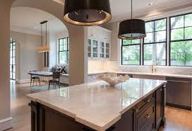 white kitchen with black center island