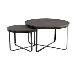 42 w nesting coffee tables round black iron etched top modern contemporary. Disca Grey Sustainable Acacia Wood Round Nesting Table Black Cross Legs Coffee Tables Side Tables Industrial Minimalist Vibe From Venoor Hilhim Sustainable Furniture London