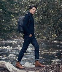 Black Jeans And Brown Boots Men Men S Navy Shawl Cardigan Navy Skinny Jeans Brown Leather Brogue Boots Black Leather Backpack Boots Outfit Men Boots And Jeans Men Mens Brogue Boots