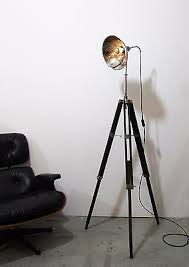 Tripod Steh Foto Studio Lampe Holz Stativ Vintage Leuchte Dreibein Retro Shabby Stativ Lampe Retro