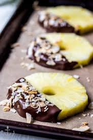 Chocolate Dipped Pineapple Slices With Toasted Coconut Recipe Healthy Fruit Desserts Food Fruit Recipes