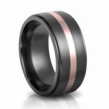10mm Black Zirconium Rose Gold Wedding Band Titanium Wedding Rings Black Gold Wedding Black Titanium Wedding Bands