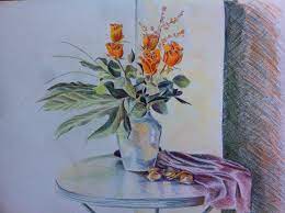 Flower pot drawing with colour easy drawing art ideas. Easy Drawing Color Flower Vase Drawing Designs