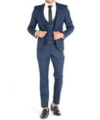 Anzüge (blau) versandkostenfrei bei about you bestellen. Slim Fit Herrenanzug In Blau Kariert Mit Weste Anzug Hochzeit Buhne Sakko Ebay