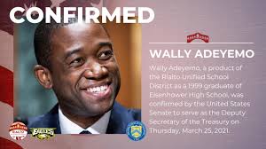 Congratulations Wally Adeyemo!! Eisenhower High School, and all of Rialto  Unified School District is so proud of you!! Class of '99!