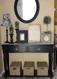 Entryway Decorations Paint My Old Sofa Table Black And Put Across From Front Door By My Black Book Shelves Home Decor Entry Table Decor Decor
