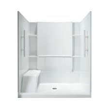 Sterling ensemble shower kit at home depot. Sterling Accord 36 In X 60 In X 74 1 2 In Shower Kit With Seat And Grab Bars In White 72290103 V 0 The Home Depot