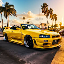 Nissan skyline gtr r34 spider жёлтый Nissan skyline gtr 34 в кузове …» —  картинка создана в Шедевруме