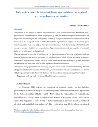 174 din 13 iulie 2018 privind modificarea şi completarea legii nr. Pdf Bullying In Schools An Interdisciplinary Approach From The Legal And Psycho Pedagogical Perspective