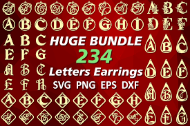 Download Letters Earrings Svg Initial Necklace Alphabet Earrings 731587 Cut Files Design Bundles