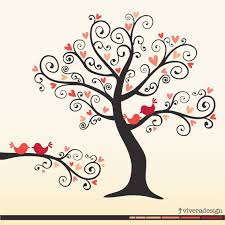 Artistic Bird On Tree Drawing Love Birds On A Love Tree In Coral Pink Digital Clip Art Etsy In 2020 Tree Art Art Tree Drawing