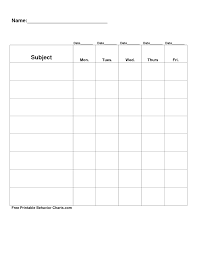 Free Printable Blank Charts Free Printable Behavior Charts