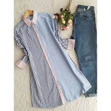 indirimlere devam ediyoruz zara model gomlegimiz stokta ksv 10617 1 sinif poplin kumas likrali birbirinden guzel 2 renk alternati gaya busana wanita