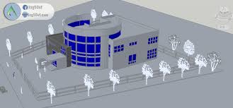 مركز المعارض الفنية 3d اوتوكاد Dwg