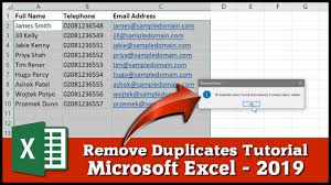 Excel Tutorial 2019 How To Remove Duplicates Tutorial Excel Tutorials Excel Microsoft Excel Tutorial