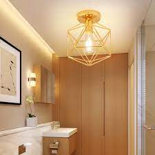 Gold flush mount light bathroom. Polished Brass Ceiling Lights Transitional Iron 1 Head Prismatic Flush Mount Light For Bathroom Beautifulhalo Com