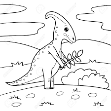 Coloring Page For Children Kawaii Cartoon Parasaurolophus Vector Dinosaur Black And White Illustration Royalty Free Cliparts Vectors And Stock Illustration Image 142657165