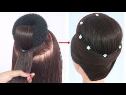 New Juda Hairstyle With Gown Hairstyle For Medium Hair Party Hairstyle Hairstyle For Wed Hairstyles For Gowns Medium Hair Styles Kids Short Hair Styles