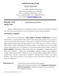 Here is the document controller resume example: What Is The Role Of Procurement Document Controller