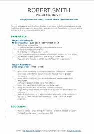project secretary resume samples