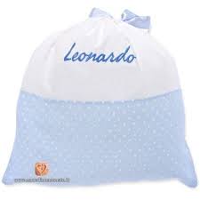 Sacco Nascita Bianco E Azzurro A Cuoricini Ricamato Per Leonardo Sacchi Nascita Ricamo