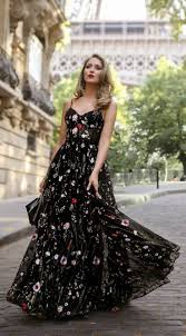 30 Dresses In 30 Days Day 12 Black Tie Wedding Long Black Floral Embellished Dress With Black Clutch Classy Dress Guest Dresses Wedding Guest Dress