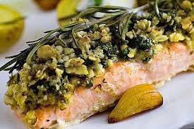Lachs Mit Parmesan Krauter Walnuss Kruste Rezepte Lachs Gerichte Hauptspeise