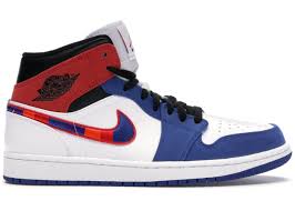 Jordan 1 Mid Multi Color Swoosh In 2020 Jordan 1 Mid Jordan 1 Jordans