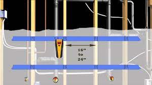 Studs have a 16'' to 24'' spacing measured from midpoint to midpoint along a wall and stretch between the floor and ceiling. How To Find Studs In Any Wall Audioholics