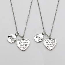 2 Pcs Pinky Promise Pinky Swear You Are Always In My Heart Necklace Sisters Bff Heart Necklace Necklace Mother Daughter Necklace