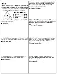 Worksheet Speed Math Challenge Version 1 Math Challenge Calculating Speed Sped Math