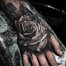 3d rose time hand tattoo for men. Black And Grey Rose Tattoo On Hand Novocom Top