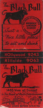 The Black Bull Hollywood Matchbook Art Matchbook Black Bull